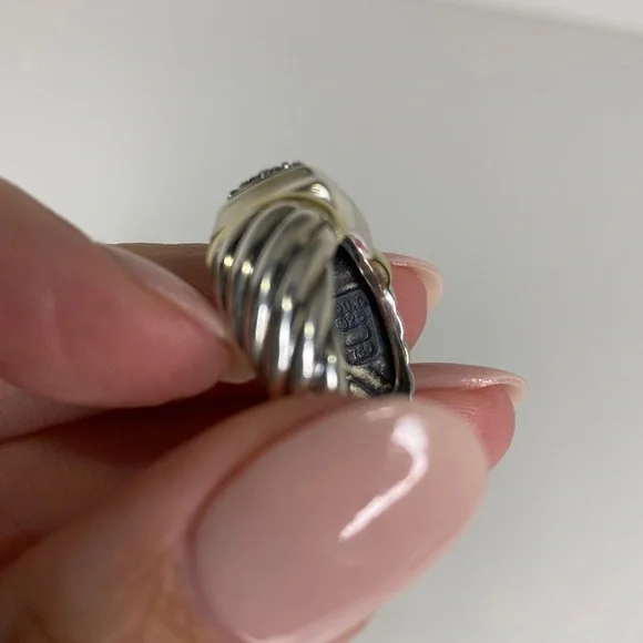 David Yurman Sterling & 18k Gold Pave Diamond Ring - Picture 7 of 11